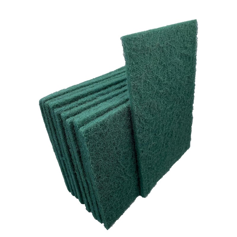 VSM 10-Pack: 6" x 9", Green - Fine, Non-Woven Hand Pad, Aluminum Oxide Grains, Rust and Oxidation Resistant, Multipurpose Abrasive Scrub Pad for Finishing and Cleaning - Image 1